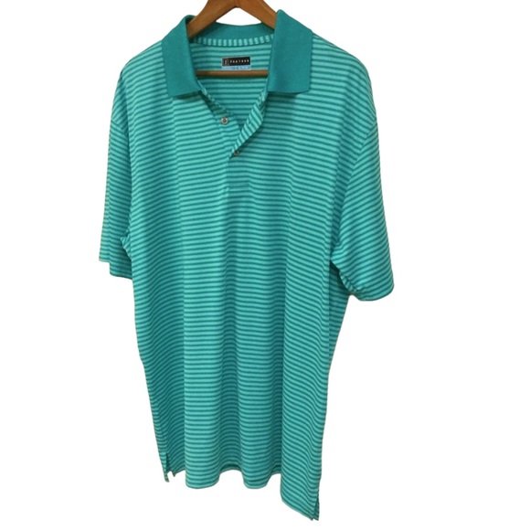 PGA TOUR Men’s sz X Large Polo Golf Shirt Shirt Sleeves Stripes Green Blue - Picture 5 of 9